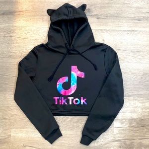 TIK TOK Cat Ear Black Size S Hoodie Sweatshirt